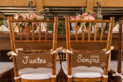 Placa para Cadeiras dos Noivos Juntos para Sempre Ret.