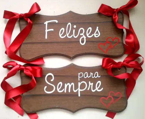 Placa para Cadeiras dos Noivos Juntos para Sempre Ret.