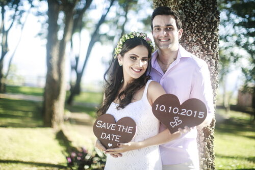 Placa para Save The Date em mdf Rustico