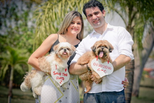 Placas Save The Date para 2 Pets Branca