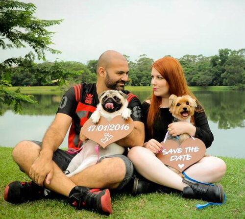 Placas Save The Date para 2 Pets em mdf