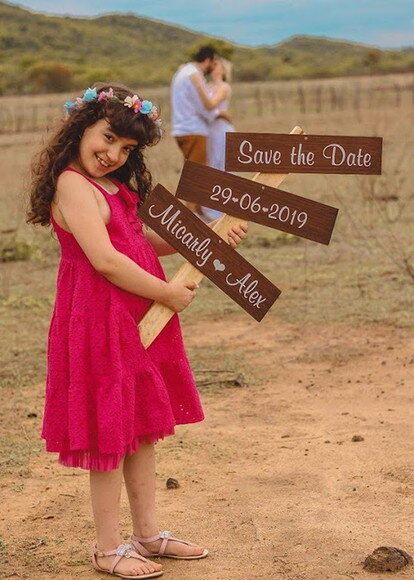 Plaquinhas para Save The Date em mdf