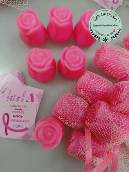 Botão de Rosa de Sabonete para Outubro Rosa