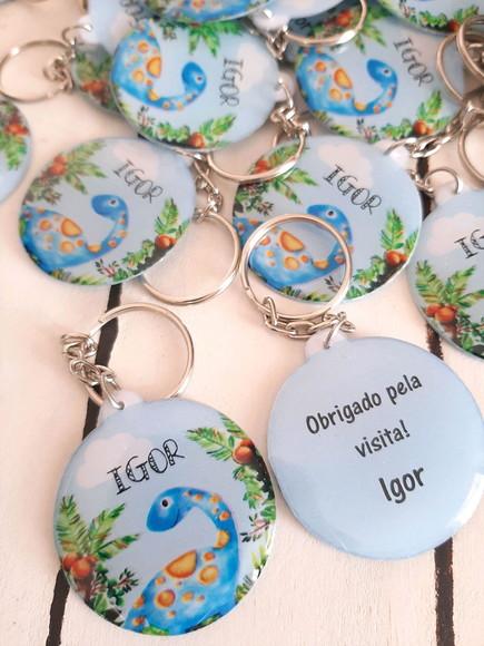 Chaveiro personalizado Dino com embalagem individual
