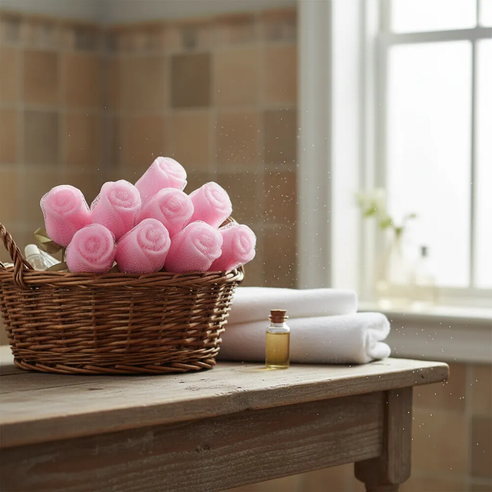 Botão de Rosas de Sabonete cor rosa