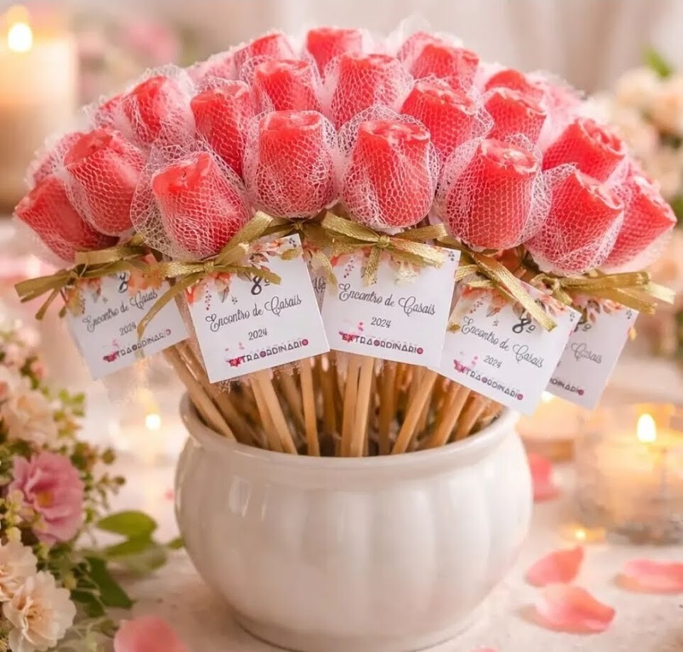 Botão de Rosas de Sabonete cor vermelha