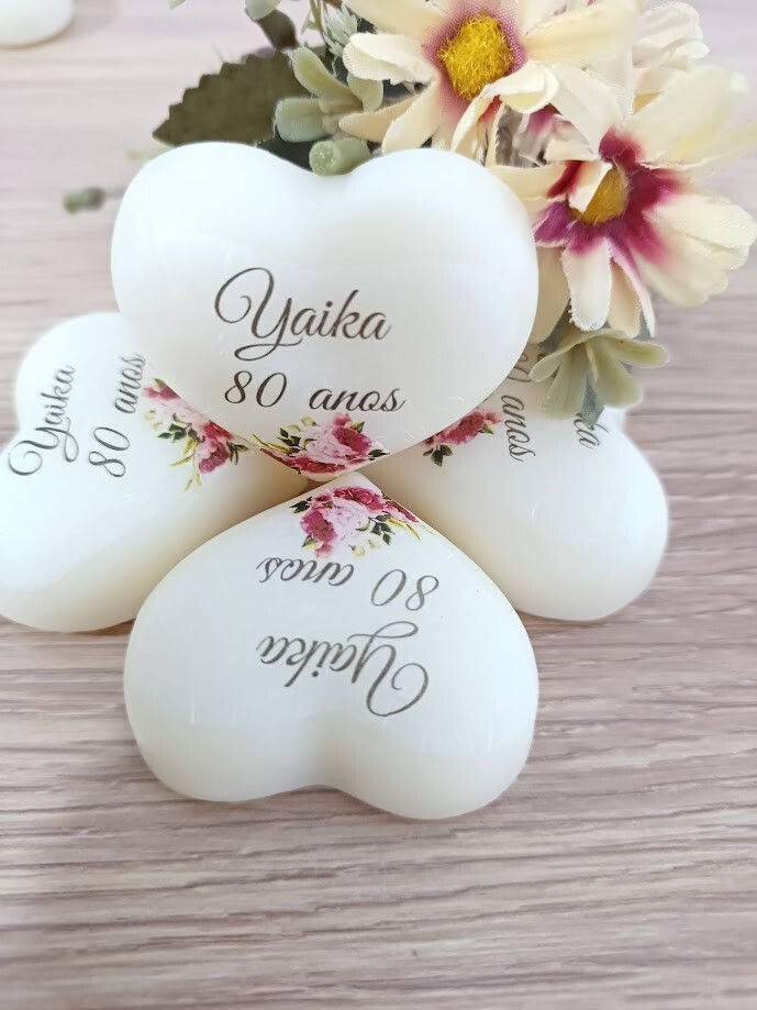 Coração de Sabonete personalizado para 80 anos