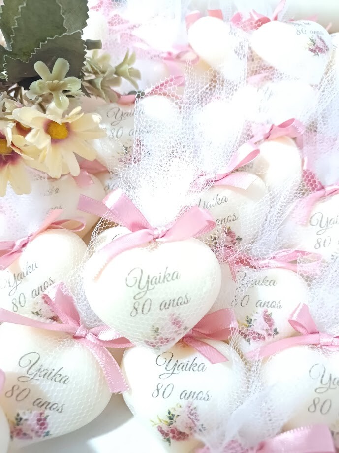 Coração de Sabonete personalizado para 80 anos