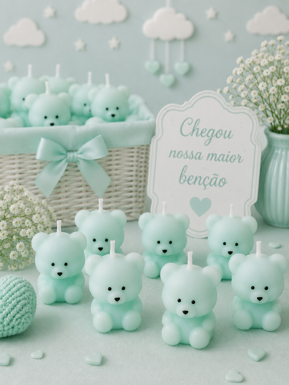 Mini vela ursinho verde