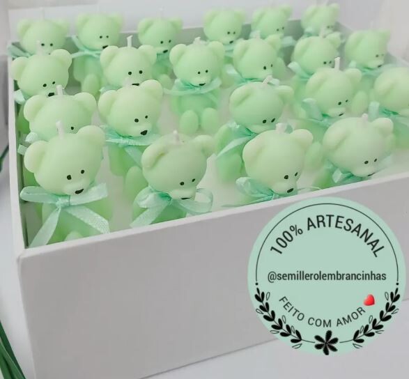 Mini vela ursinho verde