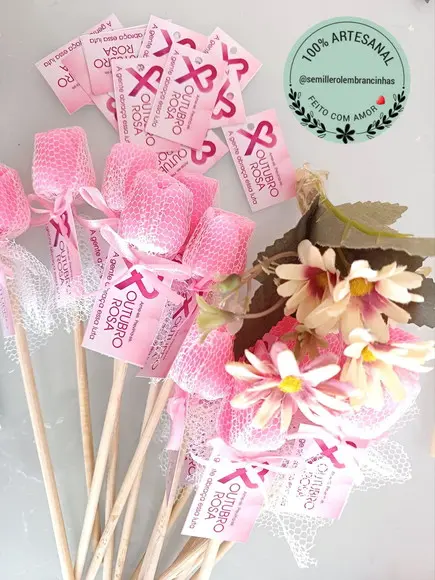 Botão de Rosa de Sabonete para Outubro Rosa