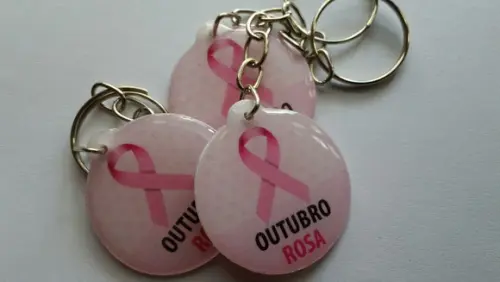 Mini Chaveiro Artesanal Personalizado Outubro Rosa