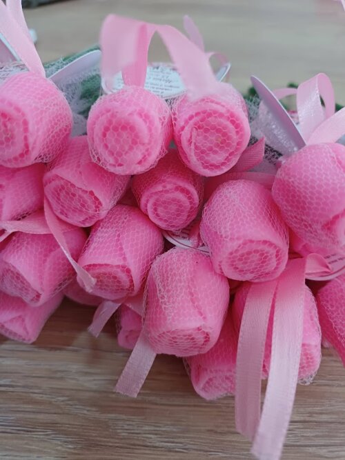 kit 100 unidades Botão de Rosas de Sabonete cor rosa
