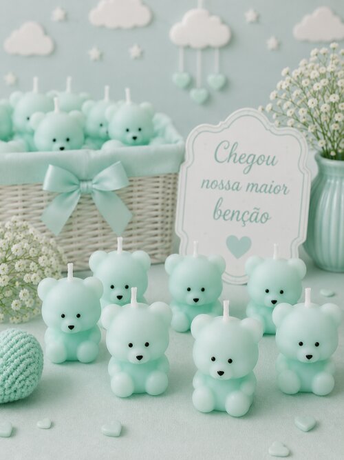 Mini vela ursinho verde