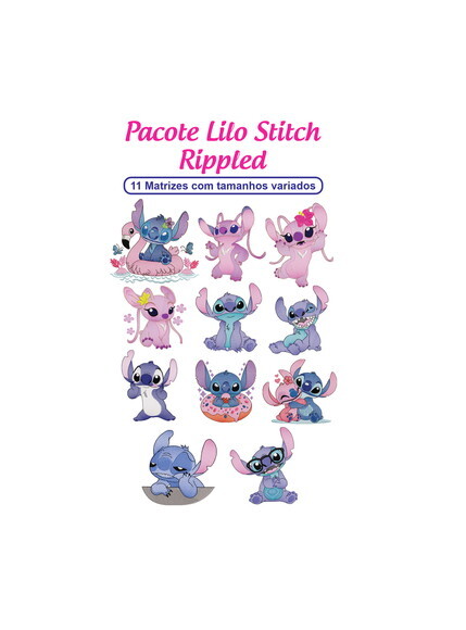 11 Matrizes de Bordado Lilo Stitch Rippled (pacote)