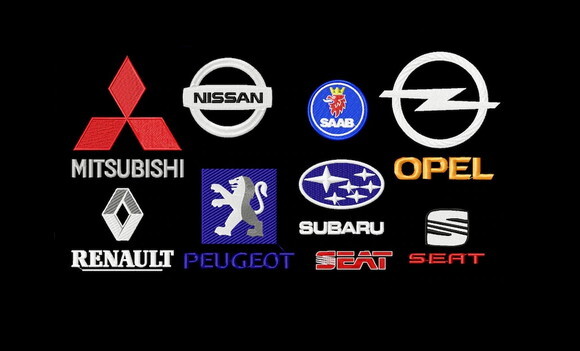 250 Matrizes de Bordado Logomarcas de Carros