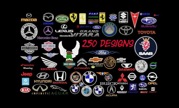 250 Matrizes de Bordado Logomarcas de Carros