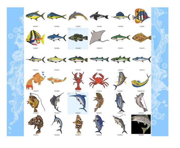 Coleção Matriz de Bordado 375 Peixes Diversos
