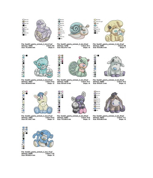 Coleção de Matrizes de Bordado Animais Baby