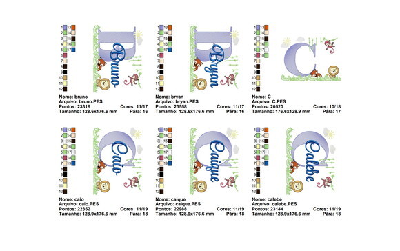 Matriz Bordado 168 Nomes com Flores - Formato Pes