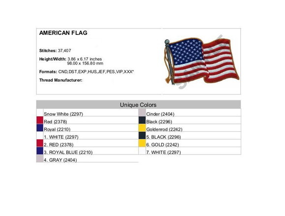 Matriz Bordado Bandeira America Eua