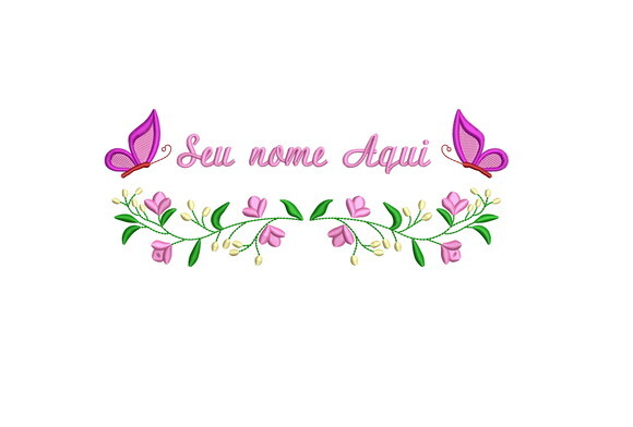 Matriz Bordado Barrado com Nome Floral