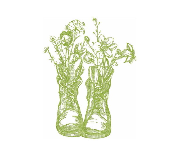 Matriz Bordado Botas Velhas Rosas de Jardim