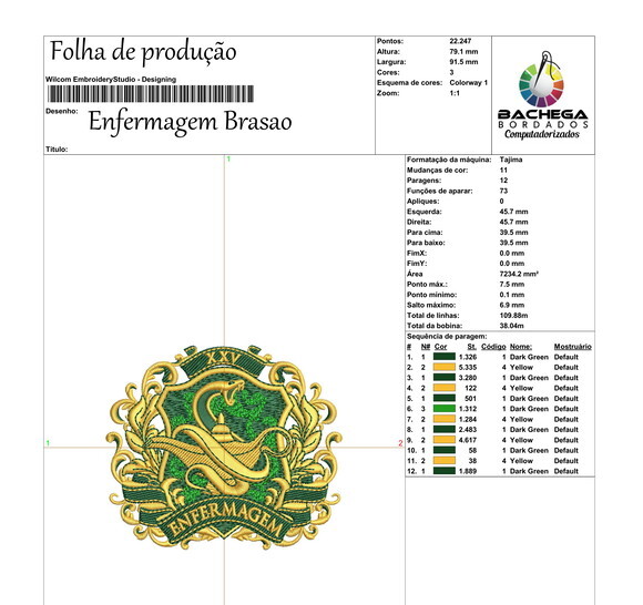 Matriz Bordado Brasão Escudo Enfermagem