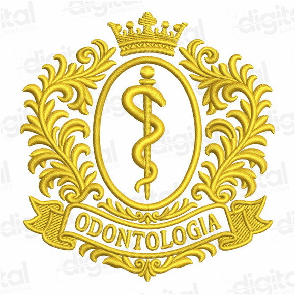 Matriz Bordado Brasão Odontologia Dourado