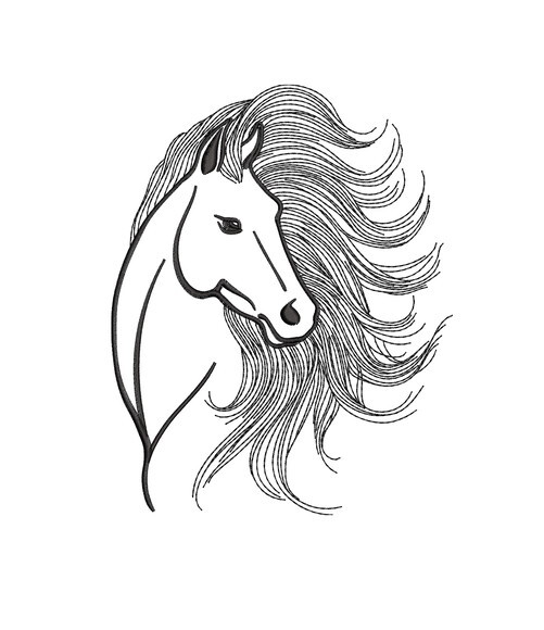 Matriz Bordado Cavalo Crina Contornado 18cm