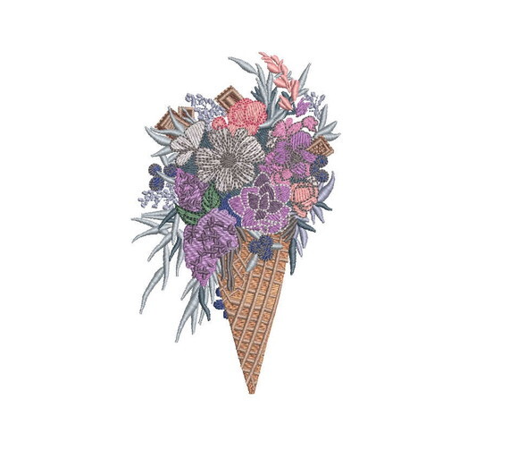 Matriz Bordado Cone em Flores