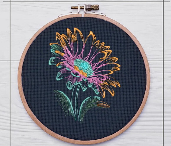Matriz Bordado Flor de Neon Brilhante