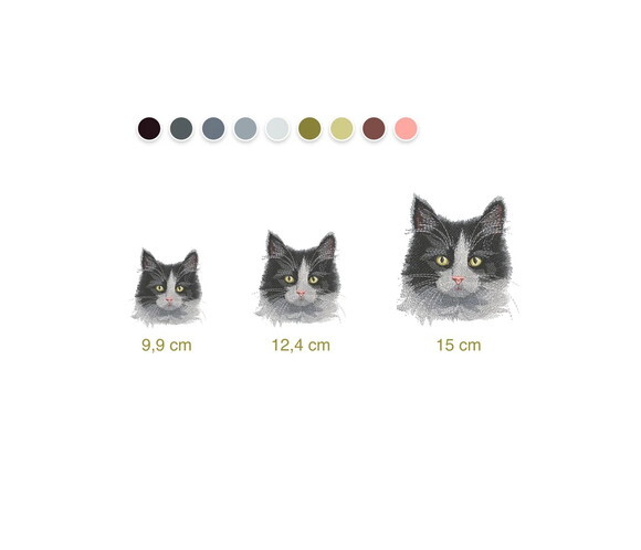 Matriz Bordado Gato Realista Preto e Branco