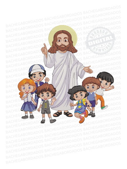 Matriz Bordado Jesus com Crianças