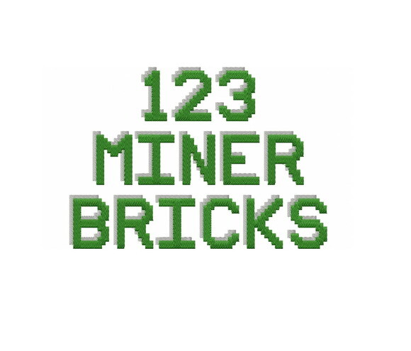 Matriz Bordado Letras e Numeros Minecraft em Blocos