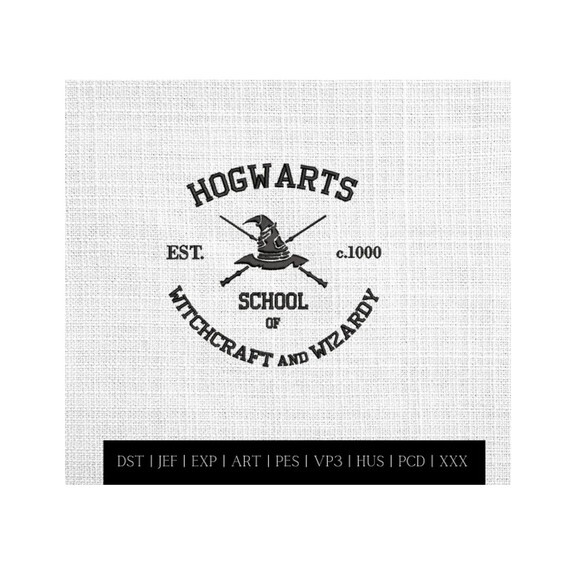 Matriz Bordado Logo Escola de Hogwarts Preto