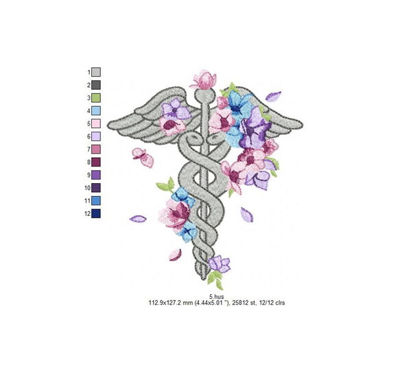 Matriz Bordado Logo Medicina em Flores