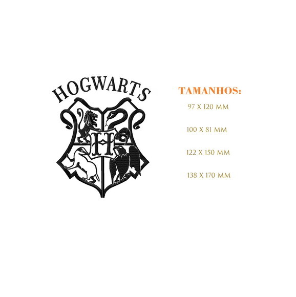 Matriz Bordado Logo Escola de Hogwarts Preto - Harry Potter