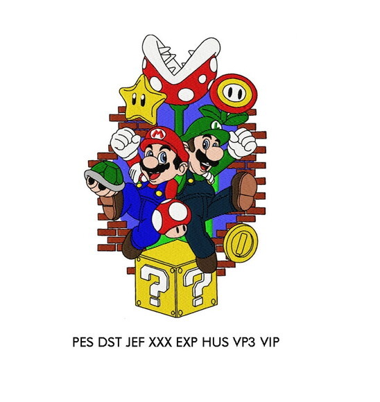 Matriz Bordado Mario e Luigi Games