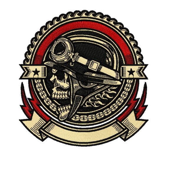 Matriz Bordado Moto Caveira Biker Skull