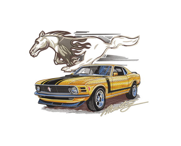 Matriz Bordado Mustang Amarelo