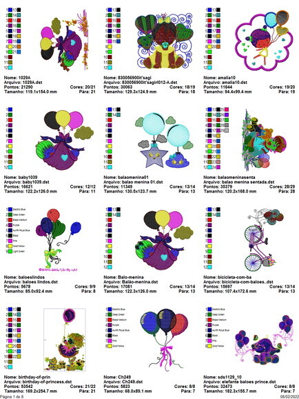 Matriz Bordado Pacote Balões de Festa