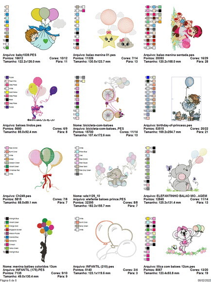 Matriz Bordado Pacote Balões de Festa