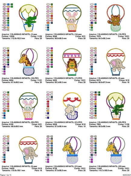 Matriz Bordado Pacote Balões Infantil