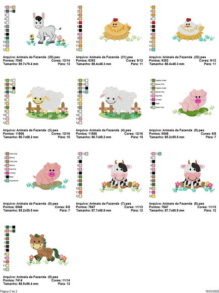 Matriz Bordado Pacote Bichinhos Fazenda