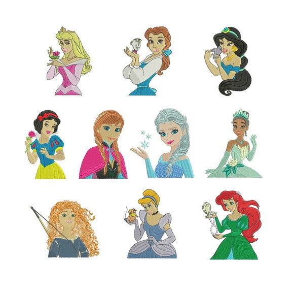Matriz Bordado Pacote com 10 Princesas