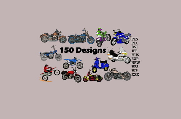 Matriz Bordado Pacote com 150 Designs de Motos