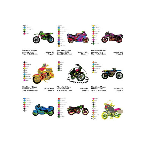 Matriz Bordado Pacote com 150 Designs de Motos