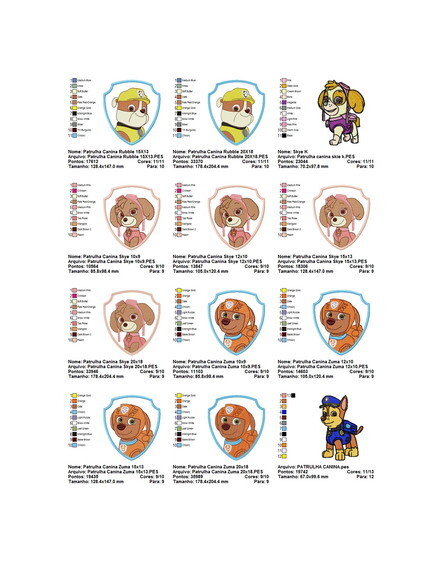 Matriz Bordado Pacote Completo Patrulha Canina