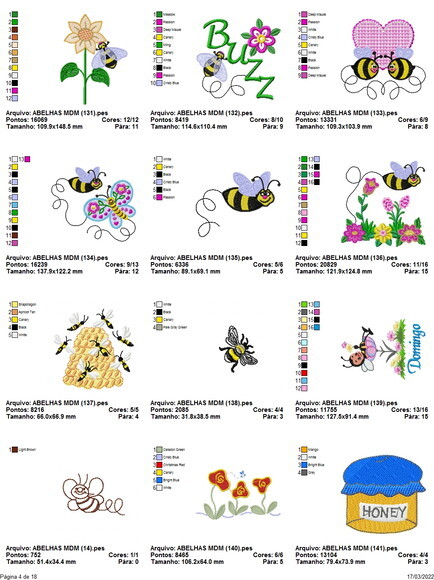 Matriz Bordado Pacote de Abelhas